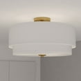 thumbnail image 1 of Burnaby 20.5-in W Brass Mid-Century Modern Drum Semi Flush Mount Ceiling Light White Linen, 1 of 11