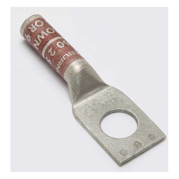One-Hole Compression Lug, 2 AWG Max, 1/2 in Stud, Long Barrel, Copper, Brown YA2CT6