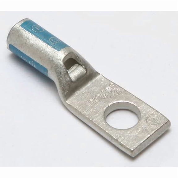 One-Hole Compression Lug, 6 AWG Max, 5/16 in Stud, Standard Barrel, Copper, Blue
