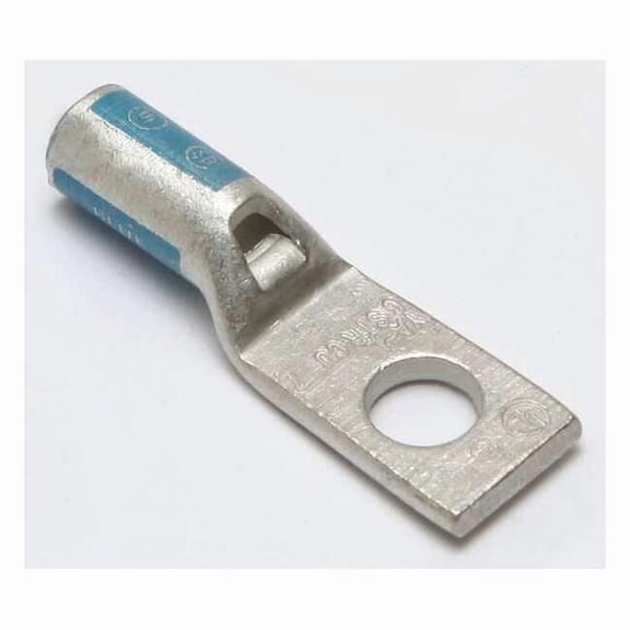 One-Hole Compression Lug, 6 AWG Max, 5/16 in Stud, Standard Barrel, Copper, Blue YA6CL3BOX