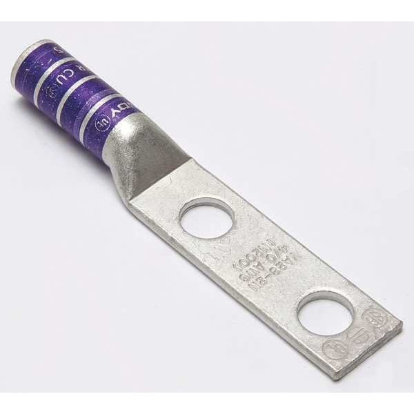 BURNDY Two-Hole Lug Compression Connector, Long Barrel