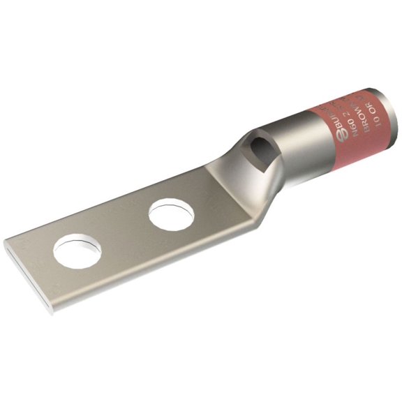 Burndy YA2C2LN, 2 AWG Stranded Copper, 1/2"" 2-Hole, Compression Cable Lug, 1 pc