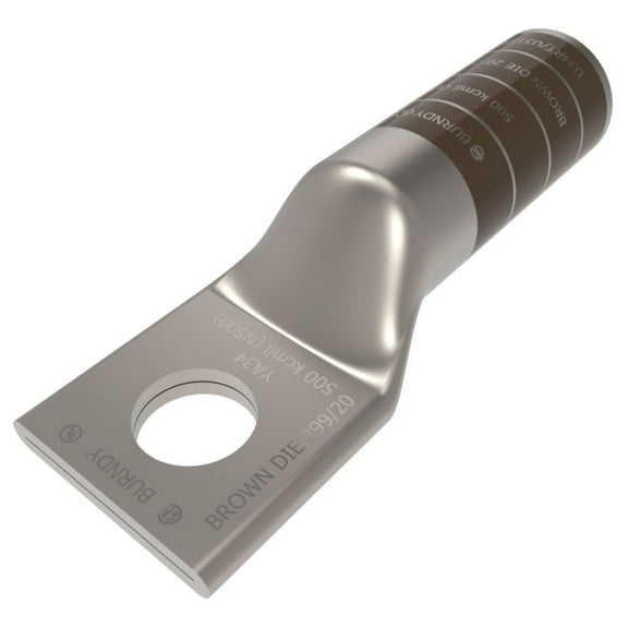 Burndy YA34N, 500 KCMIL Str Copper, 1/2"" 1-Hole, Compression Cable Lug, 1 pc