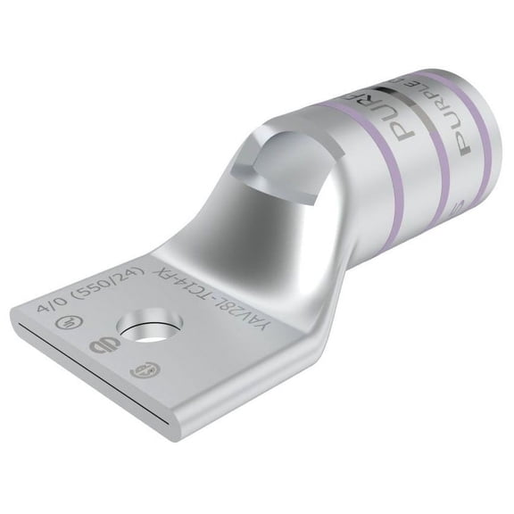 Burndy YAV28LTC14FX, 4/0 AWG Str Copper, 1/4 1-Hole, Compression Cable Lug, 1 pc