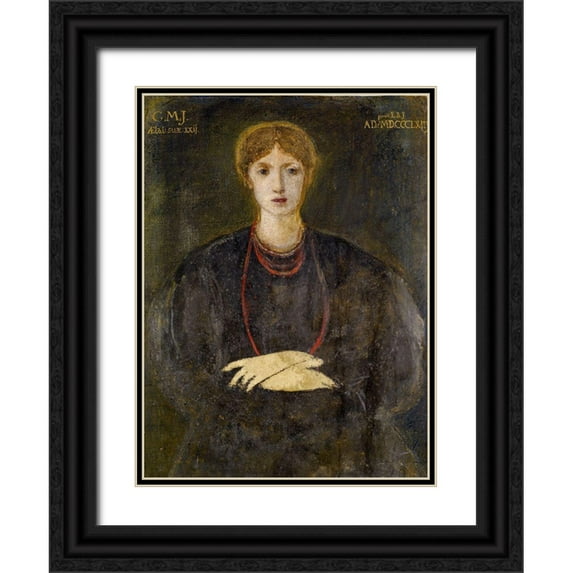 Burne–Jones, Edward 11x14 Black Ornate Wood Framed with Double Matting Museum Art Print Titled - Portrait of Georgiana Burne-Jones