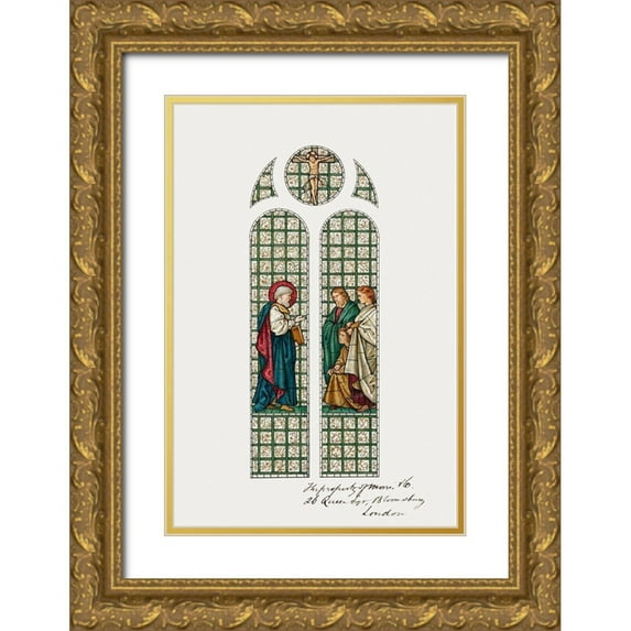 Burne–Jones, Edward 11x14 Gold Ornate Wood Framed with Double Matting Museum Art Print Titled - Design for Stained Glass Window-St. Pauls Church-Boston-MA