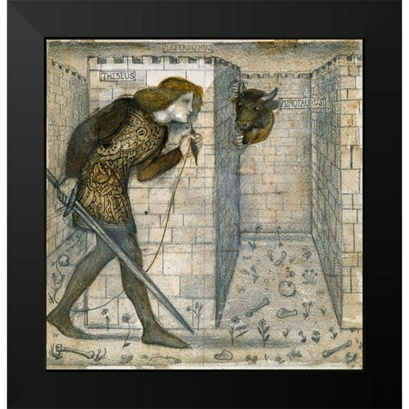 Burneâ€“Jones, Edward 12x12 Black Modern Framed Museum Art Print Titled - Theseus and the Minotaur in the Labyrinth