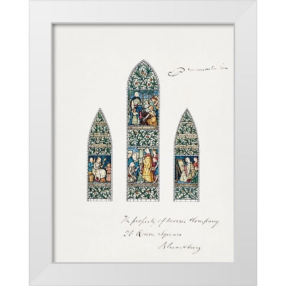 Burne–Jones, Edward 12x14 White Modern Wood Framed Museum Art Print Titled - Design for Stained Glass-Southeast Window Nave-Paisley Abbey-Scotland