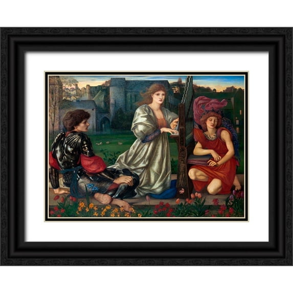 Burne–Jones, Edward 14x11 Black Ornate Wood Framed with Double Matting Museum Art Print Titled - The Love Song