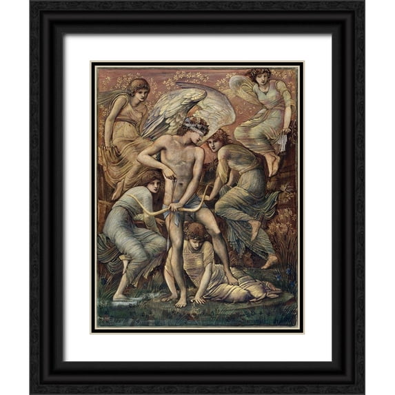 Burne–Jones, Edward 19x24 Black Ornate Wood Framed with Double Matting Museum Art Print Titled - Cupid’s Hunting Fields