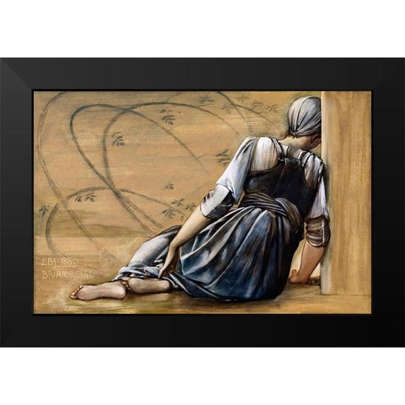 Burne–Jones, Edward 24x17 Black Modern Framed Museum Art Print Titled - The Briar Rose Series-Study for The Garden Court