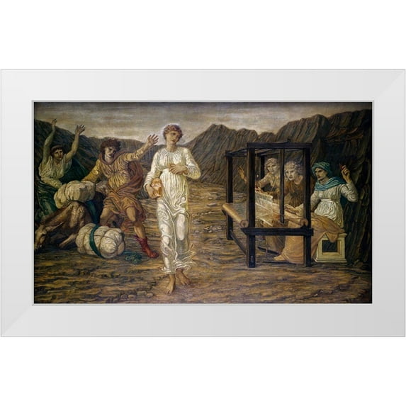 Burne–Jones, Edward 32x21 White Modern Wood Framed Museum Art Print Titled - Psyche set by Venus the Task