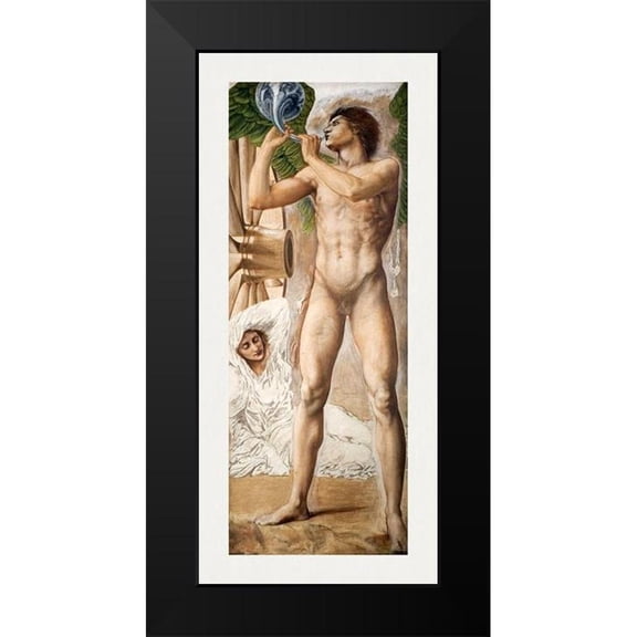 Burne–Jones, Edward 8x14 Black Modern Framed Museum Art Print Titled - Troy Triptych-Study of Fame overthrowing Fortune