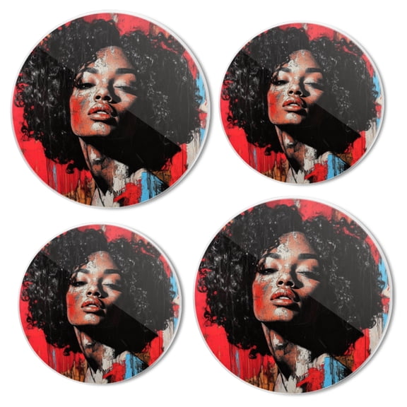 Burner Covers for Electric Stove Set of 4 for Range Accessories, Beautiful Expressive - Brush Woman Gas Stove Top Covers for Expanding Counter Space Stovetop Decor