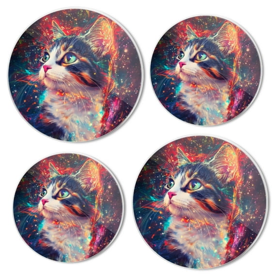 Burner Covers for Electric Stove Set of 4 for Range Accessories, Celestial Kitten Vision Gas Stove Top Covers for Expanding Counter Space Stovetop Decor