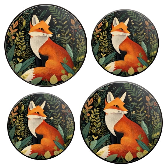 Burner Covers for Electric Stove Set of 4 for Range Accessories, Orange Fox Among The Lush Greenery Gas Stove Top Covers for Expanding Counter Space Stovetop Decor