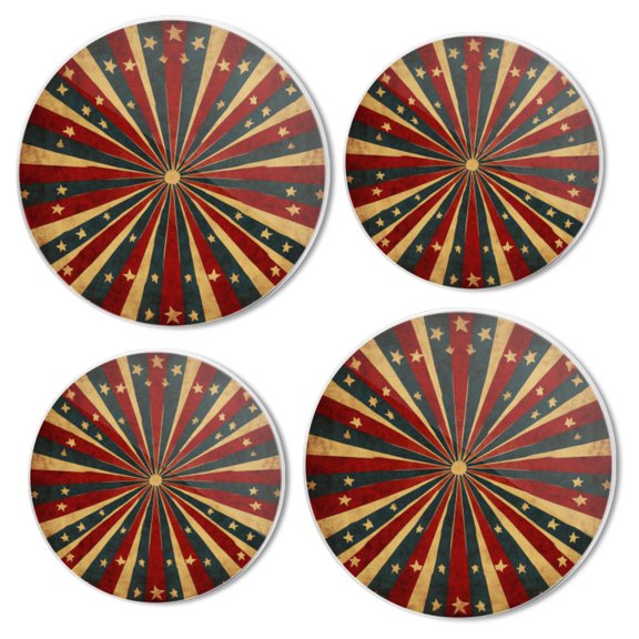 Burner Covers for Electric Stove Set of 4 for Range Accessories, Style Retro Radial Stripes With Stars Gas Stove Top Covers for Expanding Counter Space Stovetop Decor