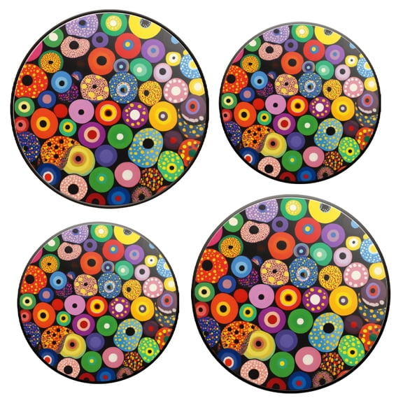 Burner Covers for Electric Stove Set of 4 for Range Accessories, Vivid Rainbow - Ring Canvas Gas Stove Top Covers for Expanding Counter Space Stovetop Decor