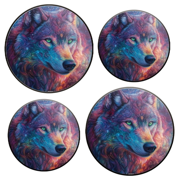 Burner Covers for Electric Stove Set of 4 for Range Accessories, Colorful Wolf With Fantasy Style Gas Stove Top Covers for Expanding Counter Space