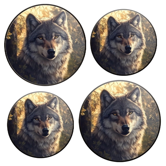 Burner Covers for Electric Stove Set of 4 for Range Accessories, Delicate Hair Wolf In The Forest Gas Stove Top Covers for Expanding Counter Space