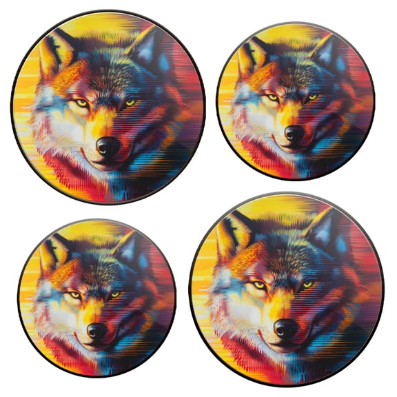 Burner Covers for Electric Stove Set of 4 for Range Accessories, Wolf In Modern Art Style Gas Stove Top Covers for Expanding Counter Space
