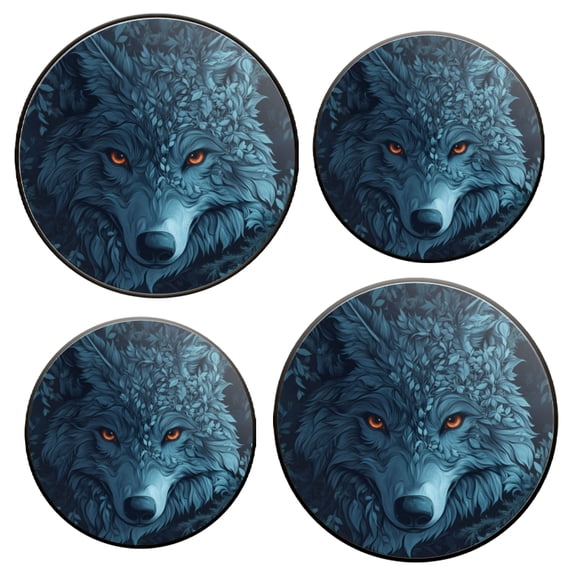 Burner Covers for Electric Stove Set of 4 for Range Accessories, Wolf With Striking Orange-Red Eyes Gas Stove Top Covers for Expanding Counter Space