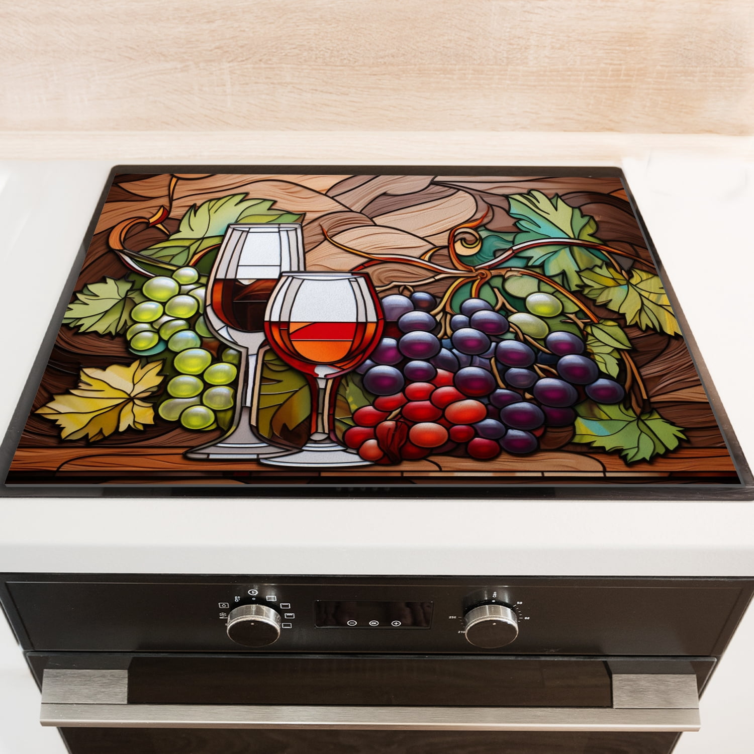 Burner Covers for Electric Stove, Wine Glass and Vines Pattern Stove Top Covers, Decorative Protector Mat for Kicthen RV (28×20 Inch)