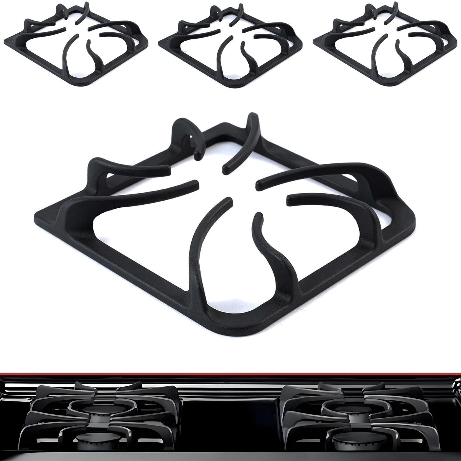 Burner Grates 16202405 for Frigidaire Stove Grate, Rack Grate Gas Range Parts Stove Surface Top Grate for Kenmore, 4 Pcs Cast Iron Stove Replacement Parts