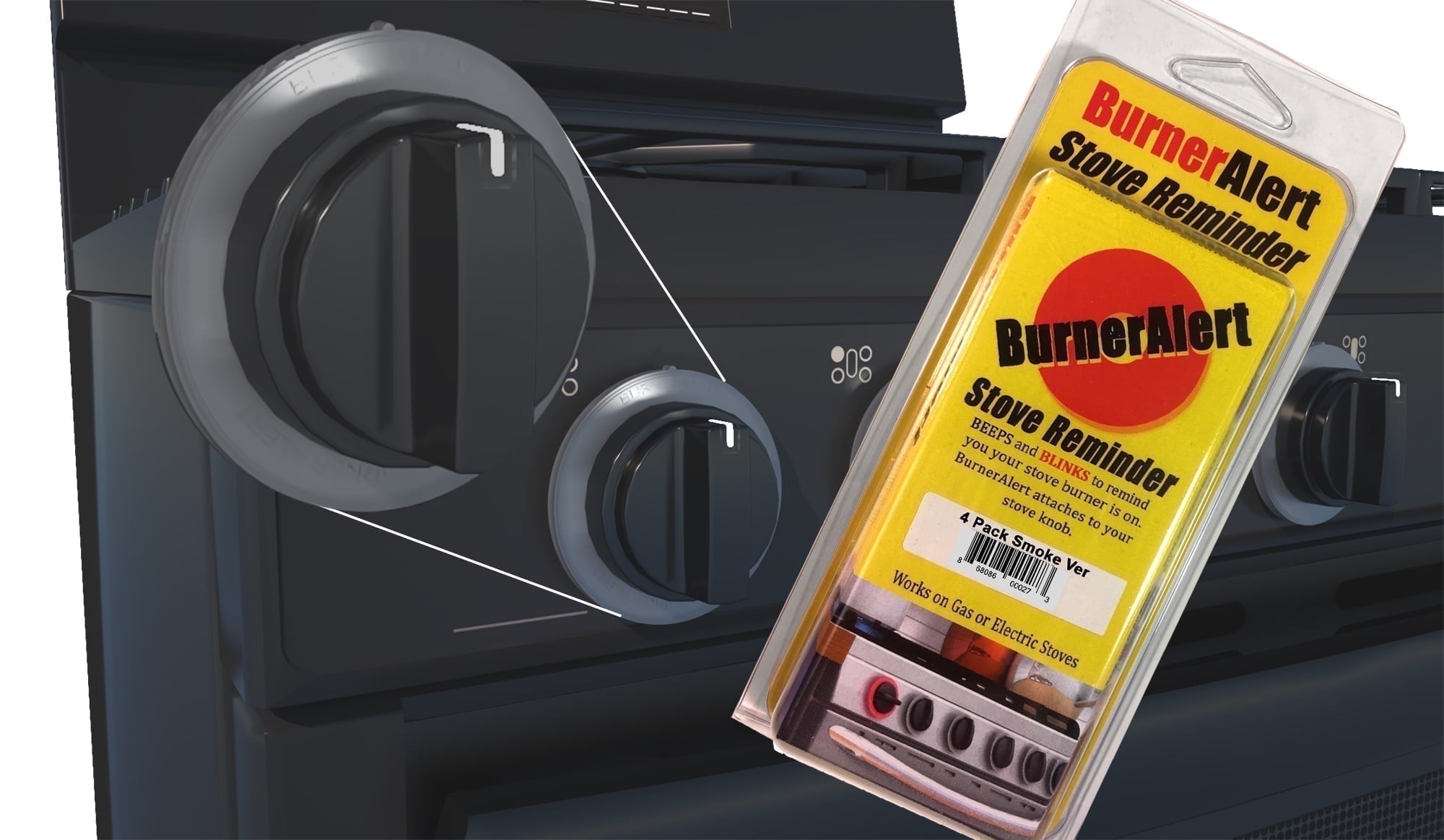 BurnerAlert Stove Reminder Disc (4 Pack, Color Smoke)
