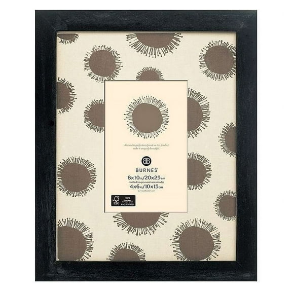 Burnes of Boston Frame with Abstract Flowers Picture Frame, Black Stain/Cream, 4 by 6-Inch