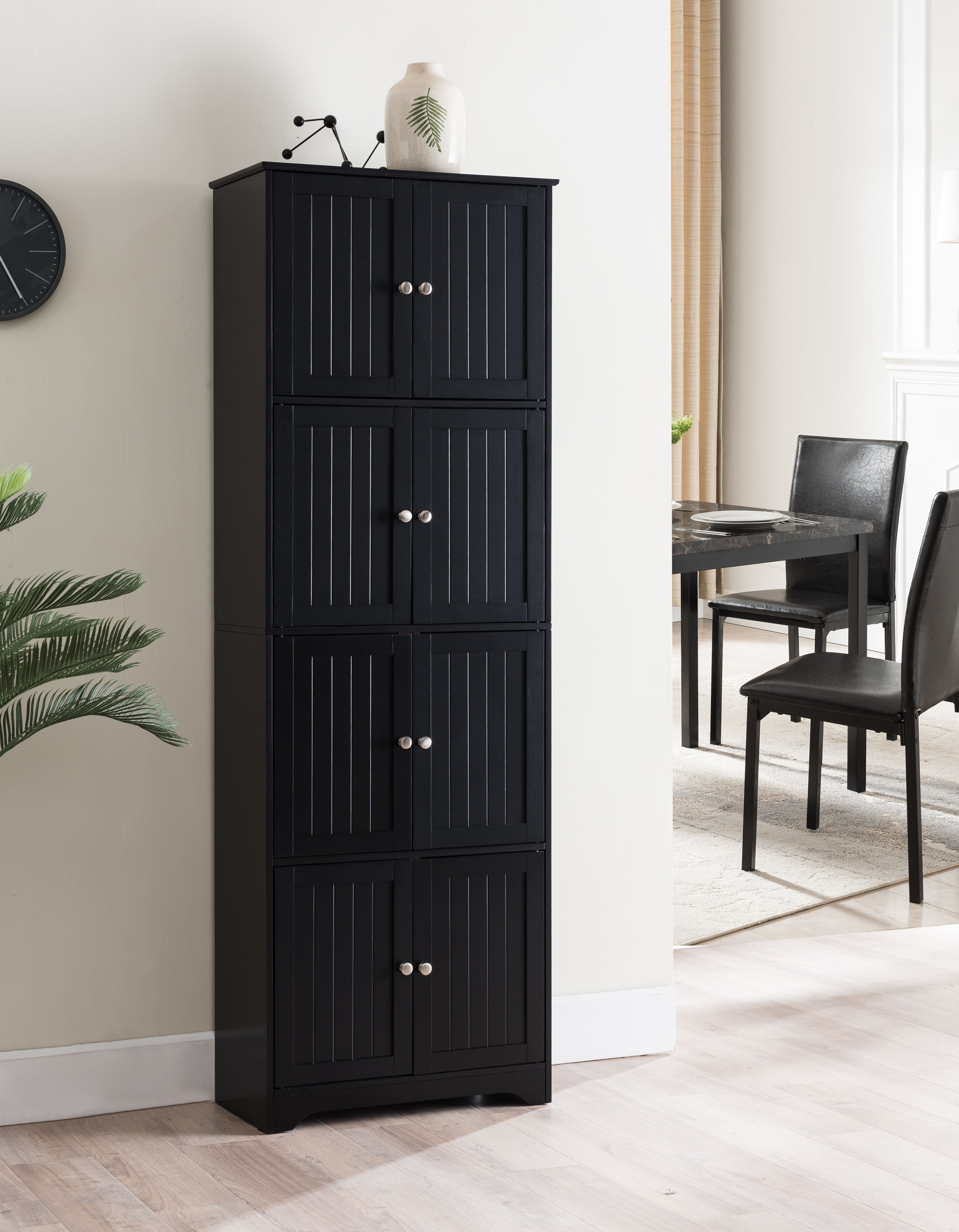 Burnham 4 Tier Contemporary Kitchen Pantry Storage Black Wood