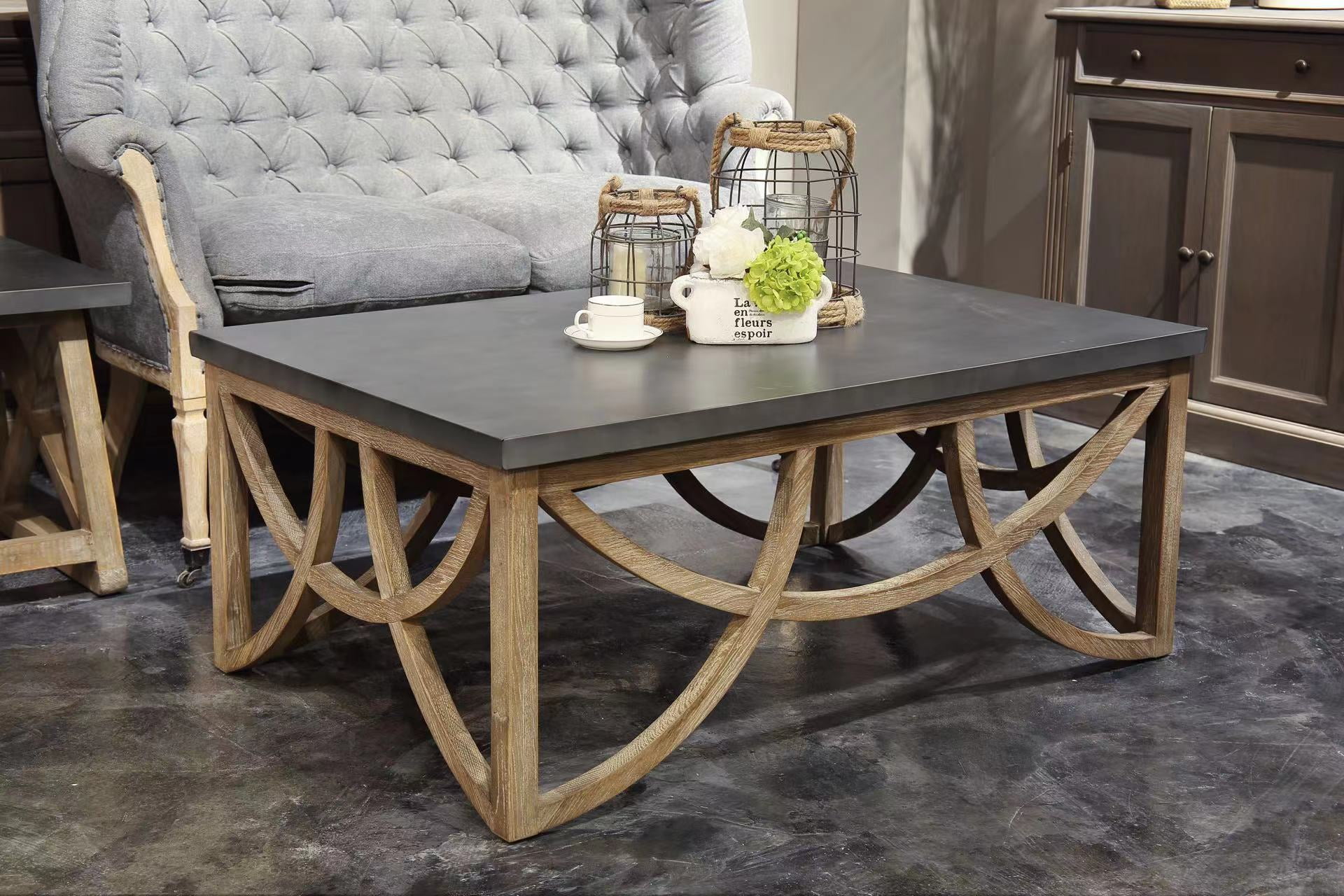 Aimee Rustic Industrial Pine Wood Coffee Table