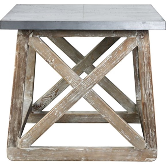 (MH) Martin Side Table, Natural / Zinc Top