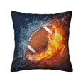 Burning American Football In Fire Pillow Cover Decorative Throw