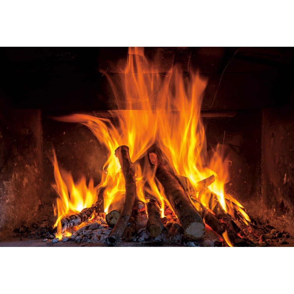 Burning Firewoods Backdrop for Photography Christmas Winter Fireplace ...