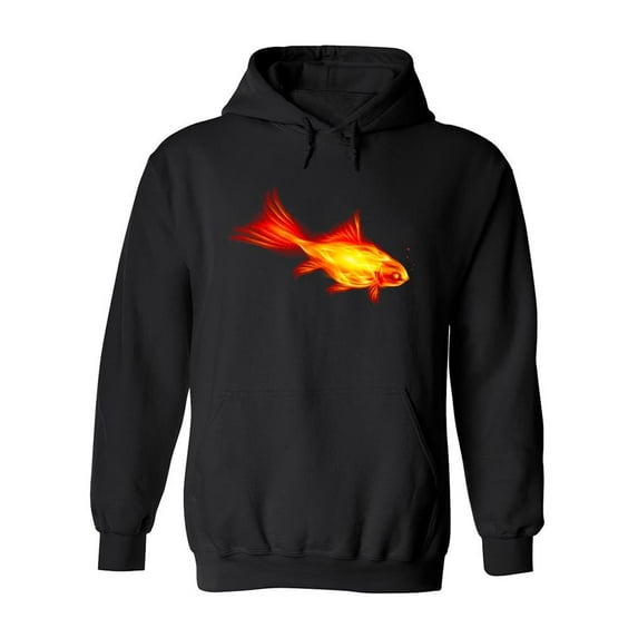 Burning Fish Design Hoodie Men -Image by Shutterstock, Male XX-Large