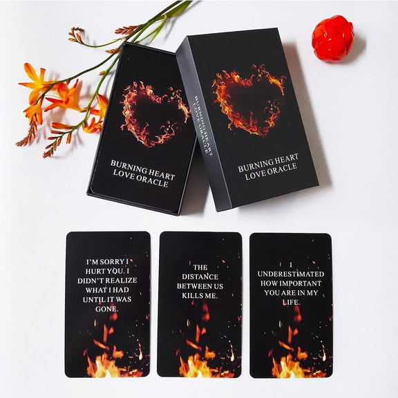 Burning Heart Love Oracle Cards Deck, Twin Flame Oracle Cards, Oracle Deck Help You Gain Insight into What The Person is Thinking or Trying to Communicate with You