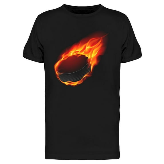 Burning Hockey Puck Design T-Shirt Men -Image by Shutterstock, Male Medium