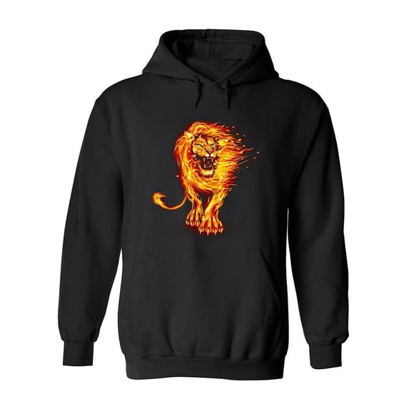 Burning Lion Design Hoodie Men -Image by Shutterstock, Male XX-Large