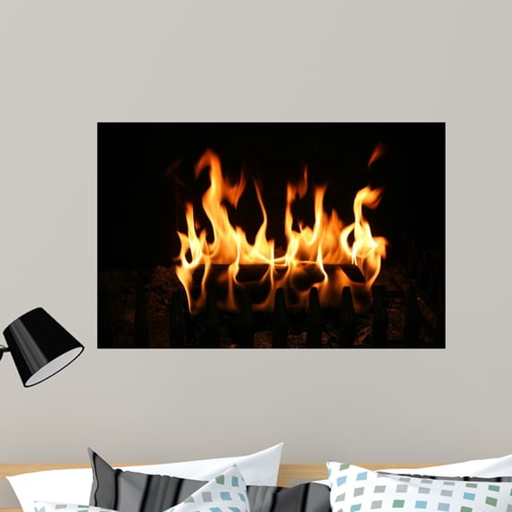 Burning Log Wall Mural by Wallmonkeys Peel and Stick Graphic (36 in W x 23 in H) WM270387