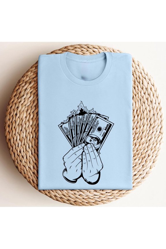 Burning Money T-Shirt, Hands Holding Dollar Graphic Tee, Fiery Money Shirt, Edgy Statement Streetwear Top