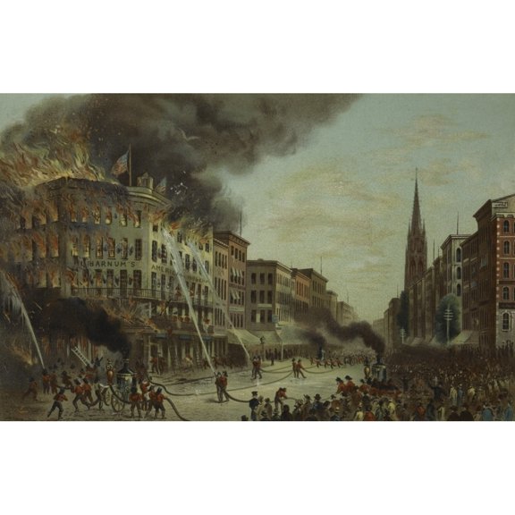 Burning Of Barnums American Museum History (36 x 24)