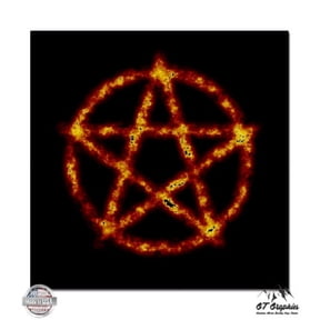 Burning Pentagram - 3" Vinyl Sticker - For Car Laptop I-Pad Phone Helmet Hard Hat - Waterproof Decal