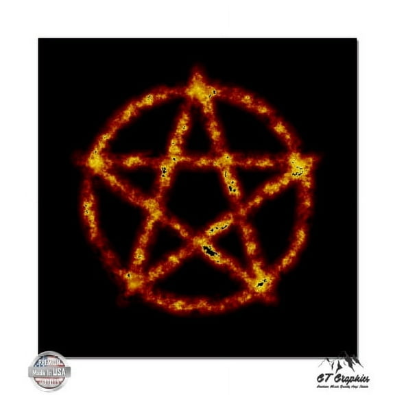 Burning Pentagram - 3" Vinyl Sticker - For Car Laptop I-Pad Phone Helmet Hard Hat - Waterproof Decal