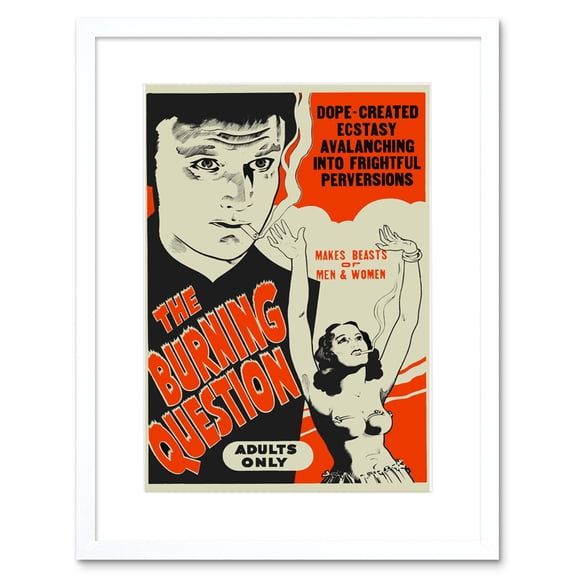 Burning Question Reefer Madness Red Vintage Advertising Framed Wall Art Print
