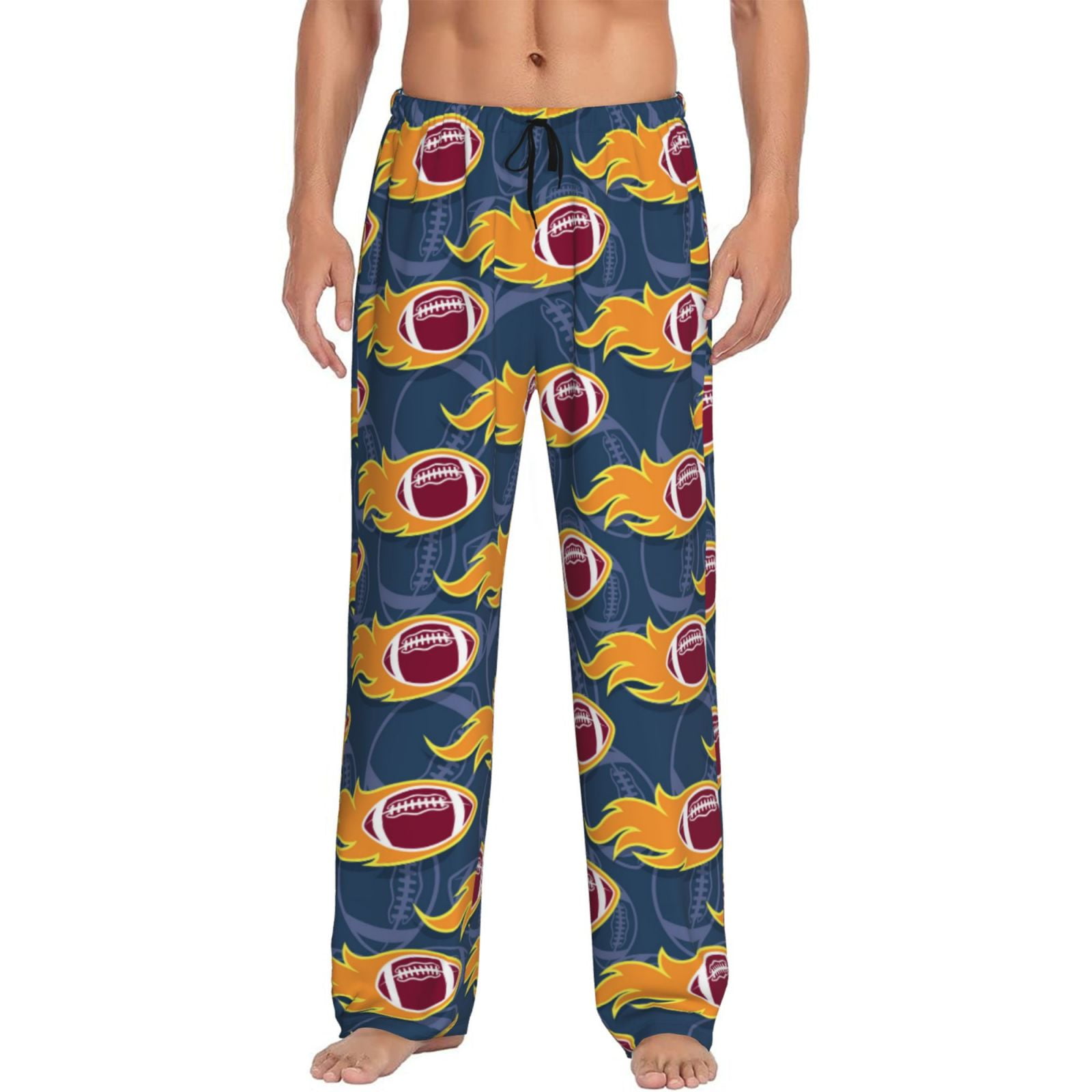 Burning Rugby Balls Mens Pajama Pants Soft Sleep Lounge Pants for Men