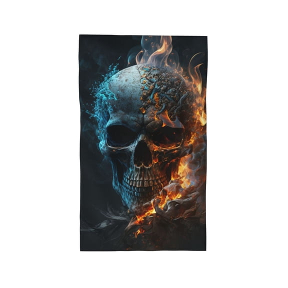 Burning Skull Head Death Fire Flaming 27.5" x 16" Ultra Soft Hand Towel, Face Wash Cloth for Bathroom, Gym, Travel, Pool