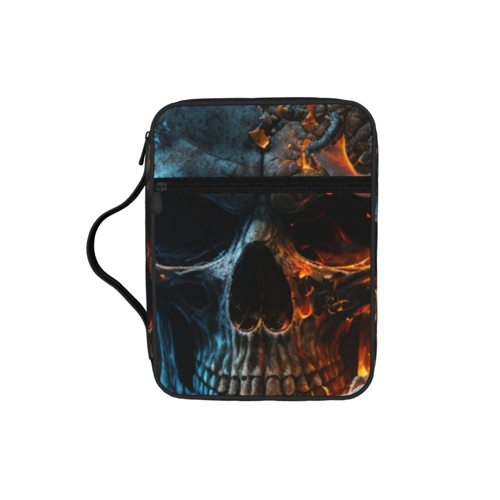 Burning Skull Head Death Fire Flaming Bible Storage Bag Case with ...