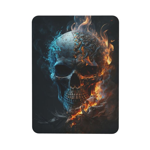 Burning Skull Head Death Fire Flaming Rectangular Refrigerator Magnet, Soft Magnetic Fridge Magnet for Home, Office, Locker Decor
