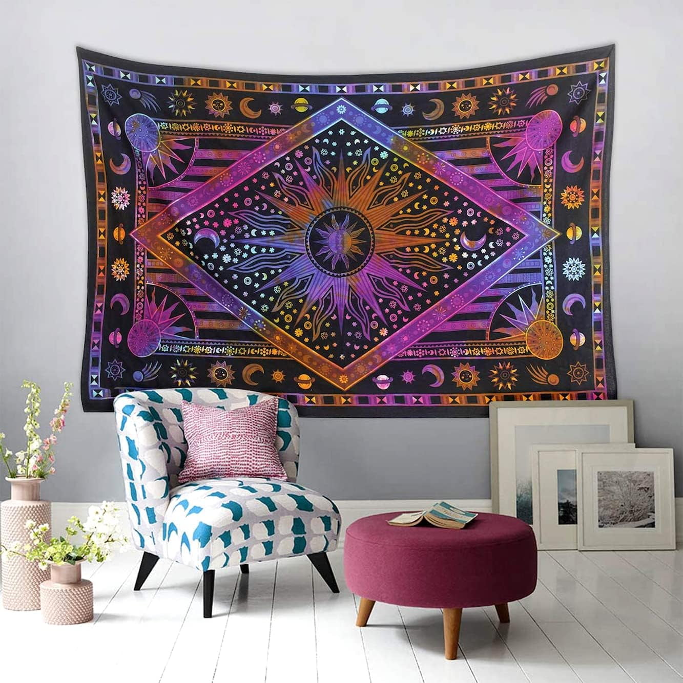 Tie dye sun tapestry hotsell